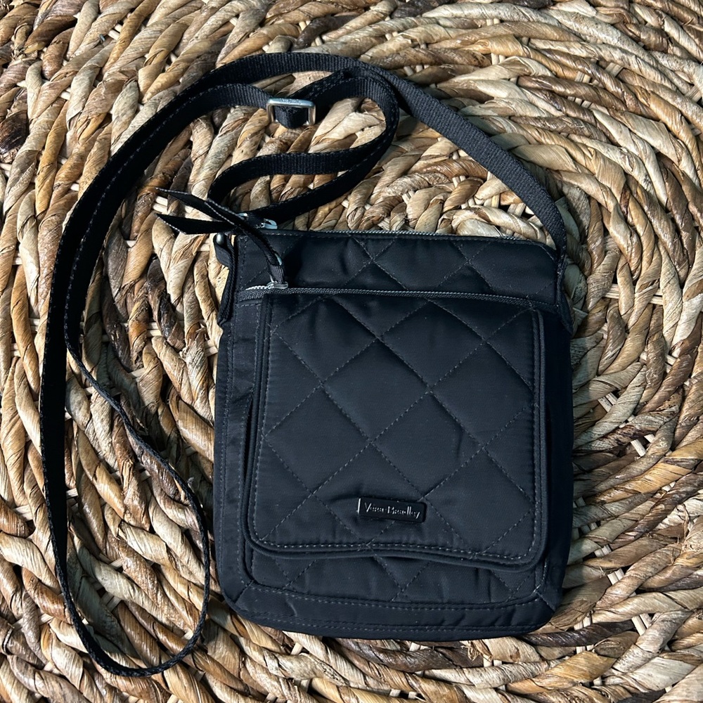Vera Bradley  Small Black Quilted Crossbody Bag